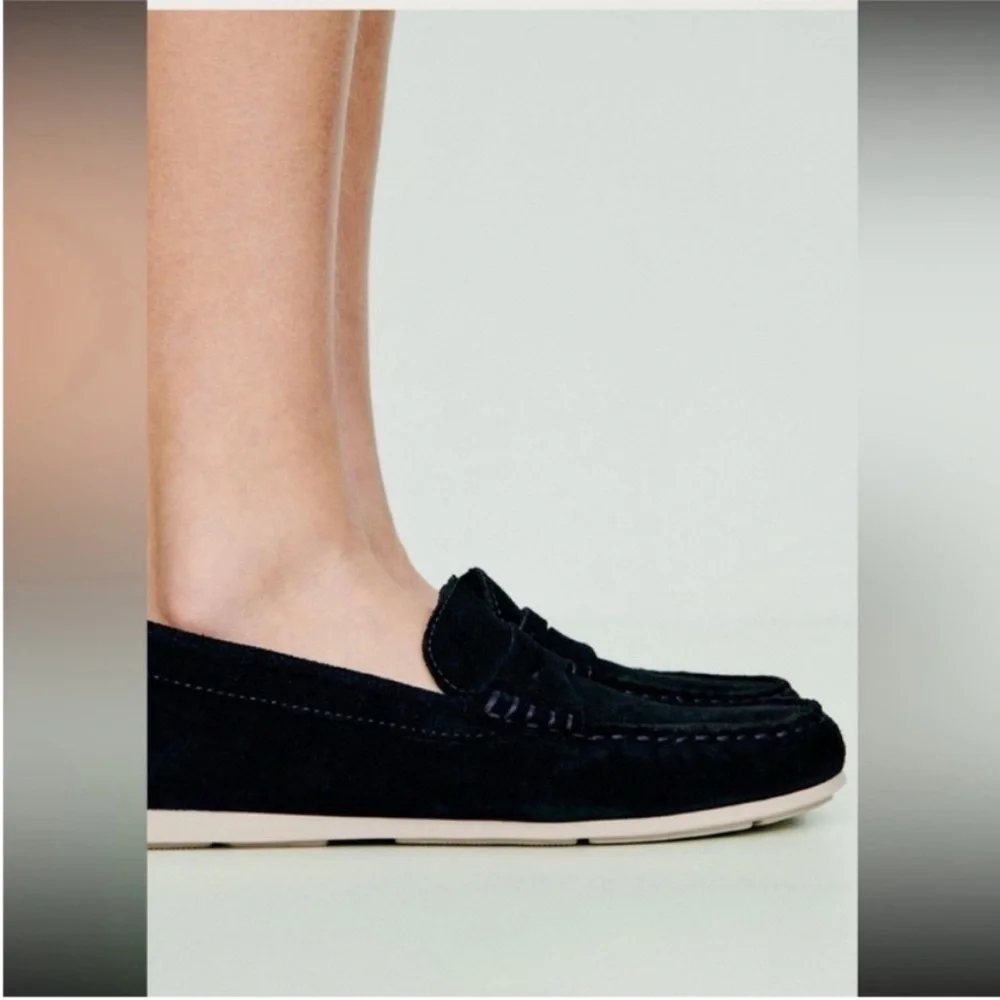 Zara kids, Navy blue, LEATHER LOAFERS